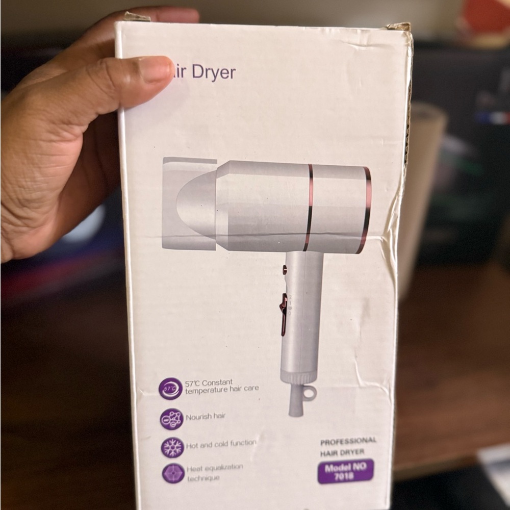 Professional Hair Dryer in White and Silver